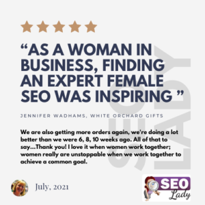 seo consultant White Orchard Gifts Shrwesbury UK review testimonial female woman-led women in business ecommerce shopify 2021 local google rankings wordpress freelance