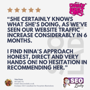 Independent SEO Google Digital Marketing Consultant seo lady review testimonial google consultant ecommerce