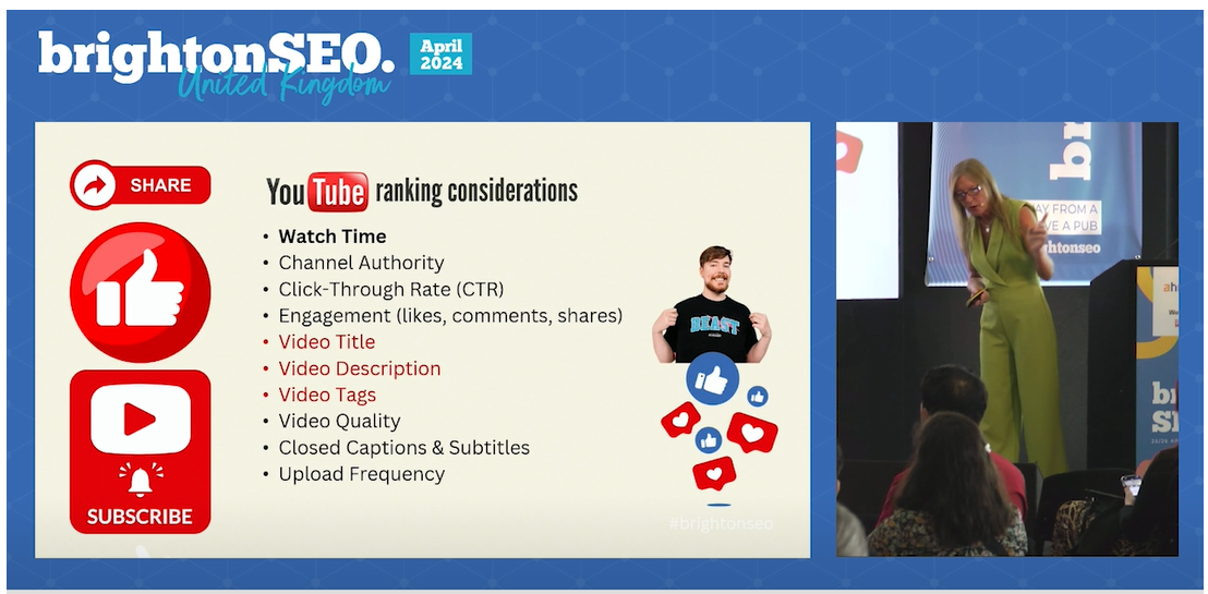 Video SEO 2024 BrightonSEO Talk Nina Payne Conference Digital Marketing